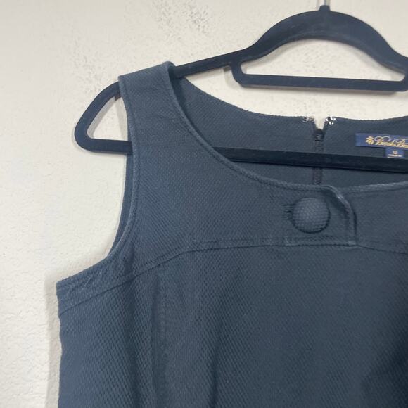 Brooks Brothers 12 Button Sheath Pencil Dress Black Cotton Blend Sleeveless - Picture 3 of 9